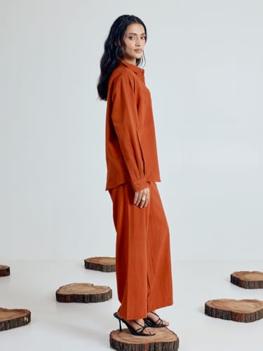 Image of FIORRA Women's Linen-Blend Loose Relaxed Fit Co-Ord Set