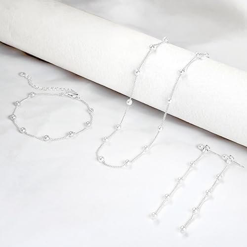 Image of Zeffy Gold Pearl Necklace for Women, Dainty 14K Gold /Silve Plated Layered Pearl Choker Pearl Earrings Pearl Bracelets Wedding Trendy Gold Jewelry Set for Women Gifts