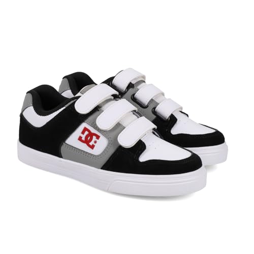 DC Sneaker Skate Shoe, White/Grey/Black, 4.5 US Unisex Big Kid