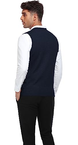 KUYIGO Mens Sleeveless Sweater Vest Classic Business Gentleman V Neck Knitwear Knitted Waistcoat Sweater Tank Tops - Image 4