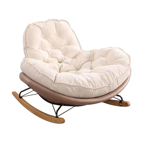Upholstered Rocking Chair Glider Rocker High Back Arm Chair Modern Rocking Accent Chairs Comfy Side Chair for Nursery Bedroom Living Room(Brown)