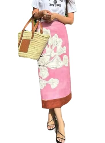 Midi Skirts for Women High Waist Print Long Skirt Vintage Casual Vacation Fall Skirts for Women