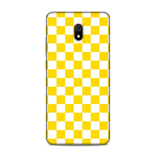 Image of Printed Mobile Back Hard Case Cover for Xiaomi Redmi 8A | Check Print, Small Boxes, Yellow & White-2204