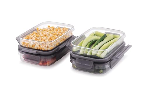 Image of INKULTURE Food Storage Container Set, Stackable with Locking Lids, Clear with Grey Lids, BPA-Free, | Pack of 02