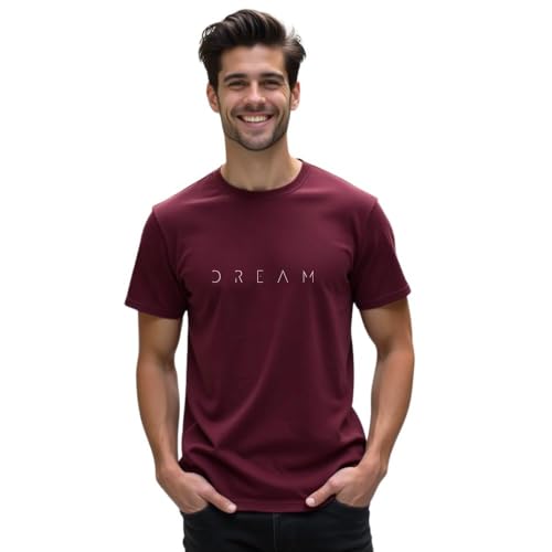 Image of NOBERO Men's Cotton Regular Fit Letter Print T-Shirt