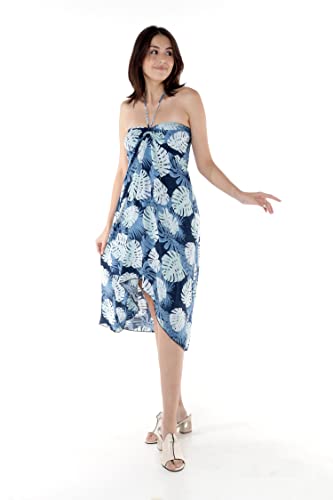 Image of Women's Hawaiian Luau Halter Dress in Signature Prints | Sleeveless halter dress, high-low hem; Hawaiian floral print; soft rayon, machine washable; luau, beach, cruise, party