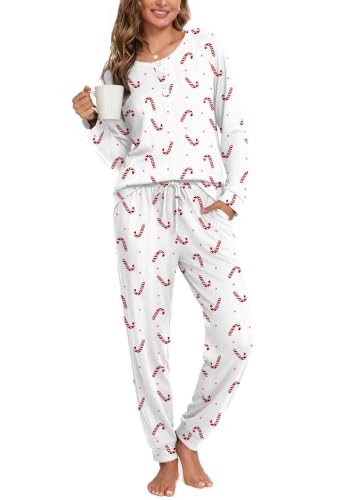 Ekouaer Pajamas Womens 2 Piece Long Sleeve Top and Pants Loungewear Pj Sets - image 1