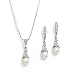 Mariell Wedding Necklace & Earrings CZ Jewelry Set with Dainty Freshwater Pearl for Bridesmaids & Brides