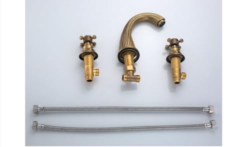 Robinet antique rétro à trois trous pour lavabo split en cuivre chic - 3
