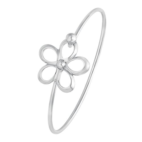 SENFAI Five-petals Bracelet and Bangle Can Open for Women (Silver)