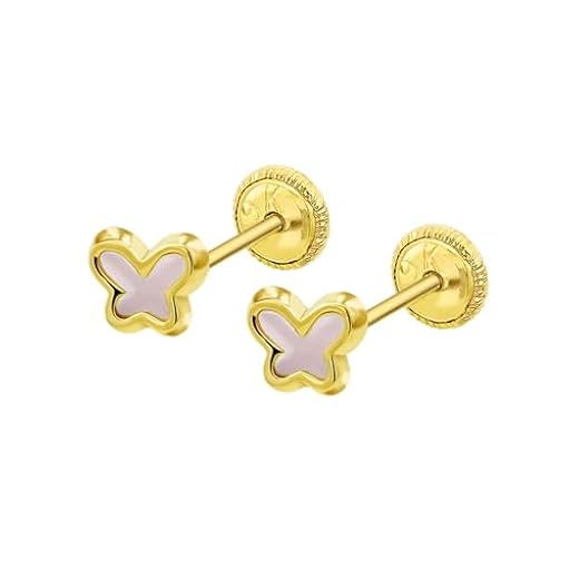 Time RoaD Pendientes Niña de Oro 9K LG00178 - Cierre Seguro de Rosca - Pendientes de Mariposa - Infantil Comunión o Cumpleaños | Ya disponible en tu tienda friki favorita! En mundofriki.es!