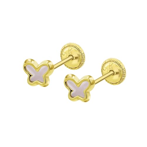 Time RoaD Pendientes Niña de Oro 9K - Cierre Seguro de Rosca -