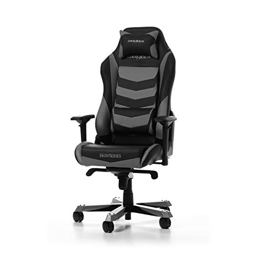 DXRacer (l'original Iron I166 Chaise de Bureau, Similicuir, Noir & Gris, 160-195 cm
