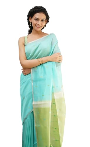 Image of Women's Cotton Soft Silk Sarees | Jamdani Cotton Saree With Attach Unstitched Blouse Piece