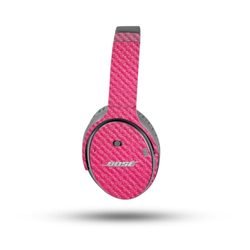 Image of MightySkins Carbon Fiber Skin Compatible with Bose QuietComfort 35 II Headphones - Pink Pleather | Protective, Durable Textured Carbon Fiber Finish | Easy to Apply