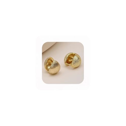 Vintage 18K Gold Plate Hoop Earrings, Matte Texture Chunky Earrings Fashionable Thick Hoop Earring Jewelry for Women (Gold)