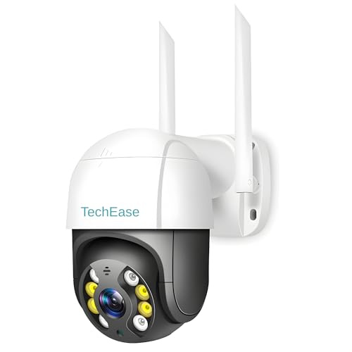Image of TechEase 4MP Dual Lens FHD + 1296p CCTV Camera for Home Outdoor Office Farm Indoor WiFi Camera, CCTV Outdoor with Color Night Vision and Ai Human /2way Audio /Motion Detection, SD /Cloud IP66