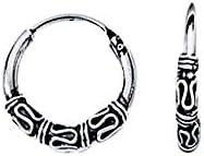 NKlaus Silver Pair 925 Sterling Silver Earrings Celtic Creole Gothic Celtic Ear Piercing 14mm 5041, 14 mm