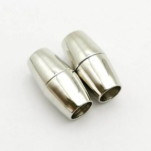 Image of Beadsnfashion 10 Pcs Oval Magnetic Leather Cord Connectors Clasp 16x9mm, 6mm Hole Size Silver Finish | Premium Magnetic Clasp for Jewellery Making, Bracelets & Necklaces | Essential Jewelry Findings for DIY Crafting