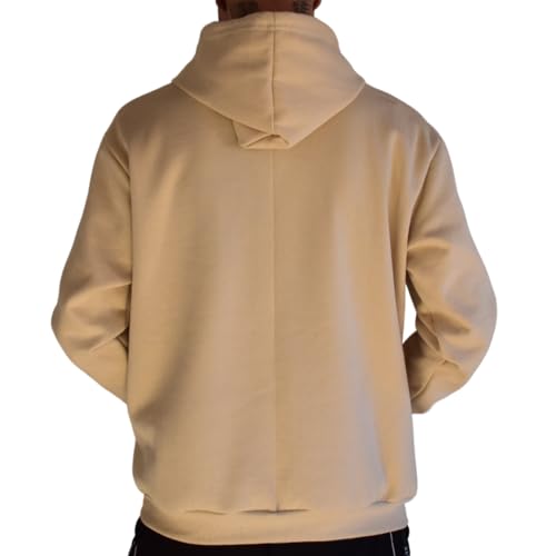 Moletom Liso Abrigo Blusa de Frio Com Capuz Canguru Bege Areia Creme (BR, Alfa, GG, Regular, Regular