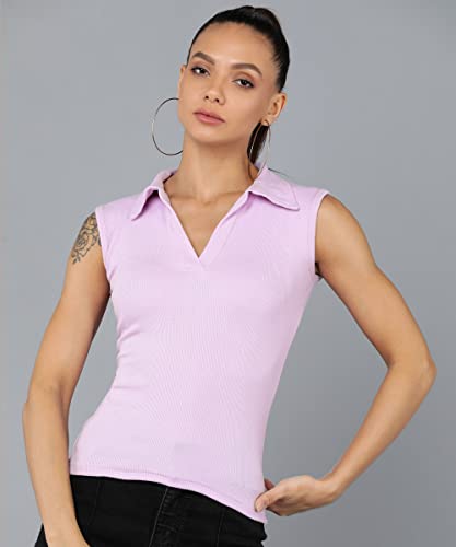 Image of Rock Paper Scissors Womens Collared Neck Crop Tank Top Stylish Tops