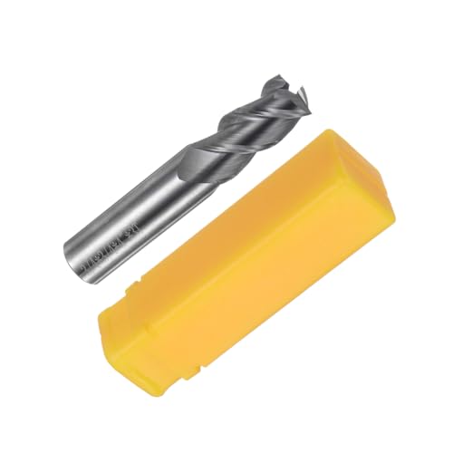 Image of uxcell Carbide Square End Mill, 3 /4 inch Diameter Uncoated 3 Flutes Milling Bit Cutter, for Aluminum Copper Non-Ferrous Metal, 3 /4 inch Shank 1-5 /8 inch Cut Length 4 inch Long