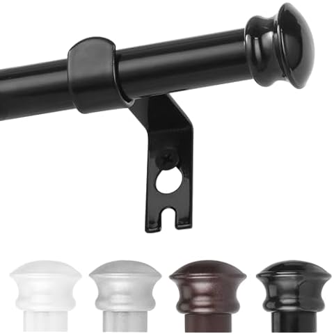 CorkLatta Black Window Curtain Rods 30 to 45 Inches, Decorative 5/8 Inch Diameter Long Window Curtain Rod Set for Room Divider, Bedroom, Living room, Kitchen, Bathroom,With Brackets Cover