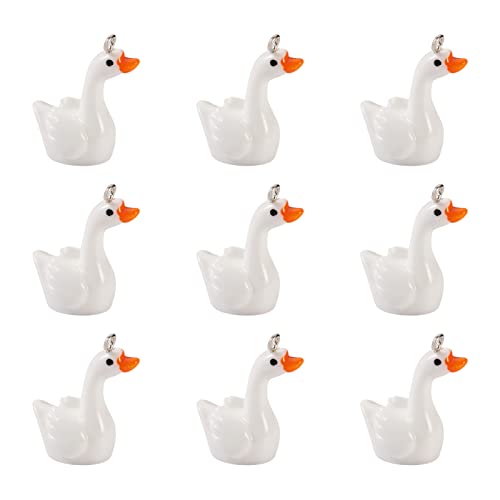 Cheriswelry Resin Pendants for Jewelry Making 10Pcs 3D Goose Charms Swan Animal Dangle Charms Cute Hang Ornament 29mm for DIY Necklace Earring Jewelry Making Crafts