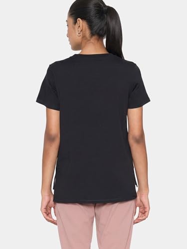 Image of Enamor Athleisure Relaxed Fit Short Sleeve Round Neck Antimicrobial Finish Breathable Stretch Cotton Activewear Sports Tshirt for Women - A301