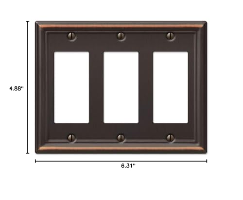 Image of Amerelle 149RRRDB Chelsea Wallplate, 3 Rocker, Steel, Aged Bronze, 1-Pack
