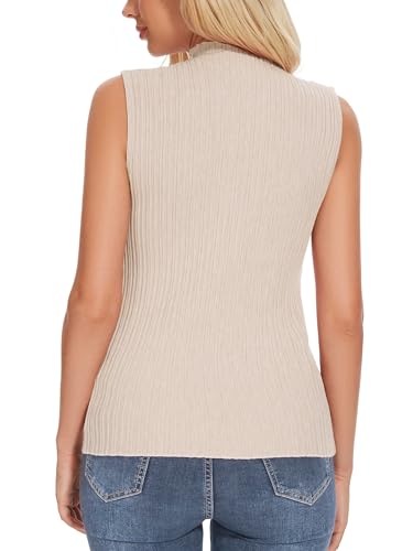 Image of Biffexu Womens Textured Tank Top Mock Neck Sleeveless Slim Fit Vest Top