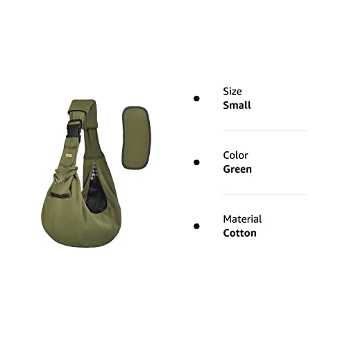 Cuby Dog Sling Carrier For Small Dogs, Hands Free Reversible Breathable Cotton, Safe Travel Sling Bag Carriers For Dog Cat Puppy Pet (Green) #TOP6