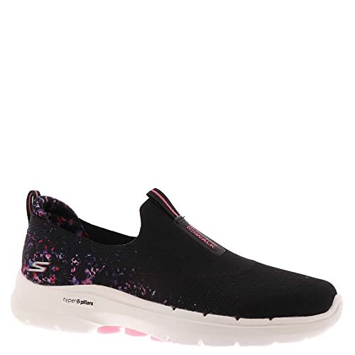 Skechers Women's GO Walk 6-Floral Sunrise Sneaker, Black/Multi, 8.5