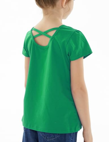 Image of Noomelfish Girls Criss Cross Back T-Shirts Short Puff Sleeve Tee Tops (5-12 Years)