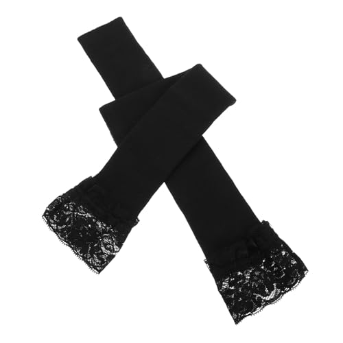 Healeved Feminine Lace Arm Sleeves Women's Winter Fingerless Gloves Long Knit Lace Sleeves for Fashionable Warmth