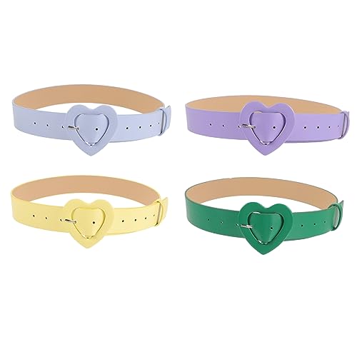 Ceinture femme pantalon jaune bleu vert : lot de 4 ceintures boucles réglables