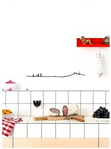 Décoration murale Lyon en acier noir pour cuisine contemporaine et minimaliste