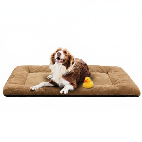 Dog Crate Pad Washable Dog Bed for Crate Large Cozy Mat 48-Inch Camel