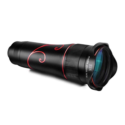Telescopios Monoculares Teleobjetivo óptico con Lente Teleobjetivo 22x Teléfono Celular con Lente Externa Y Trípode Y Clip Universal para Teléfono Samsung Galaxy HTC Y Más,Red
