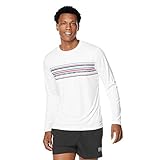 Speedo Men's Standard Uv Swim Shirt Graphic Long Sleeve Tee, Stripe Bright White, X-Large