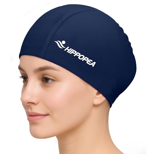HIPPOPEA Breathable Soft Fabric Swim Cap, High Elasticity Comfort Fit, Lightweight Water-Resistant...