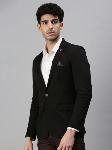 Image of SHOWOFF Men's Cotton Blend Solid Blazers LBR7500 Black 3XL