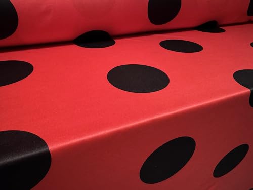 Tissu jersey simple, au mètre – Imprimé à pois – Rouge et noir