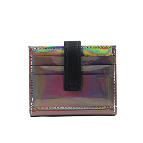 MINGSEECESS Women Bifold Leather Small Wallet Shiny Holographic Zipper Card Holder Coin Change Wallet Clutch Purse3