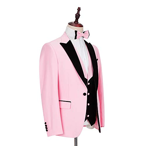 Mens Fashion Velvet Peak Lapel Men Suit 3 Pieces Blazer Velvet Rolled Collar Vest Pant Party Tuxedo3