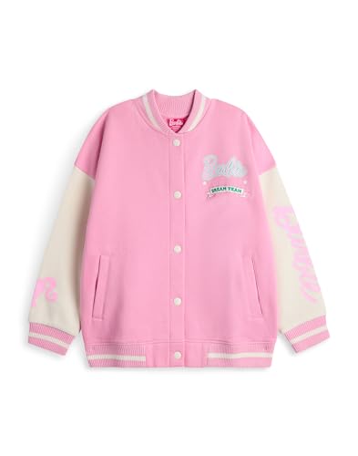 Barbie Girls Bomber Jacket Kids Dream Team Graphic Print Varsity Jacket in Pink Zipped Baseball Jacket Fashion Movie