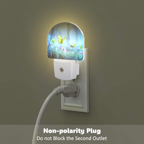 Image of Mystic Fairy Butterflies Glowing Butterfly Forest Dusk to Dawn Plug in Night Light, 0.5w Energy Saving Sleep Friendly NightLight for Kids Boys Girls Home Decor