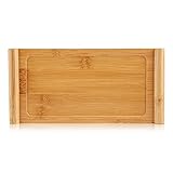 Baxnore Natural Tea Tray with Raised Rim Chinese Tea Table Serving Plate for Personal Tea Time and Home Kitchen Accessories 26.5 x 12.9 x 1.8cm