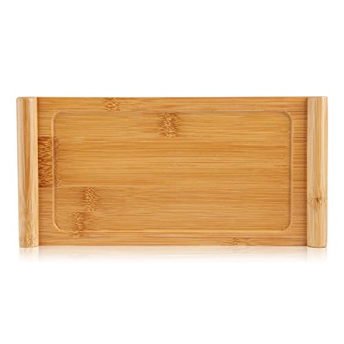 Baxnore Natural Tea Tray with Raised Rim Chinese Tea Table Serving Plate for Personal Tea Time and Home Kitchen Accessories 26.5 x 12.9 x 1.8cm
