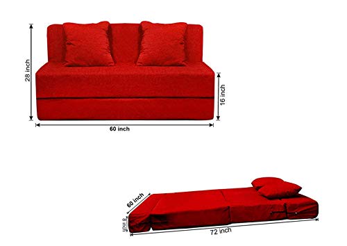 Image of Aart Store Three Seater Space Saving Foldable Sofa /Bed with Removable Washable Fabric Cover 5x6 (Red)